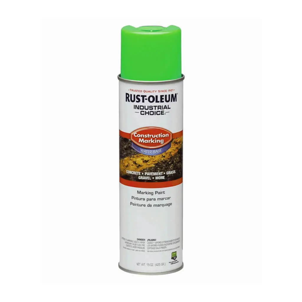 Rust-Oleum 264700 17 Oz. M1400 Fluorescent Green Water-Based Upside-Down Construction Marking Spray Paint 1
