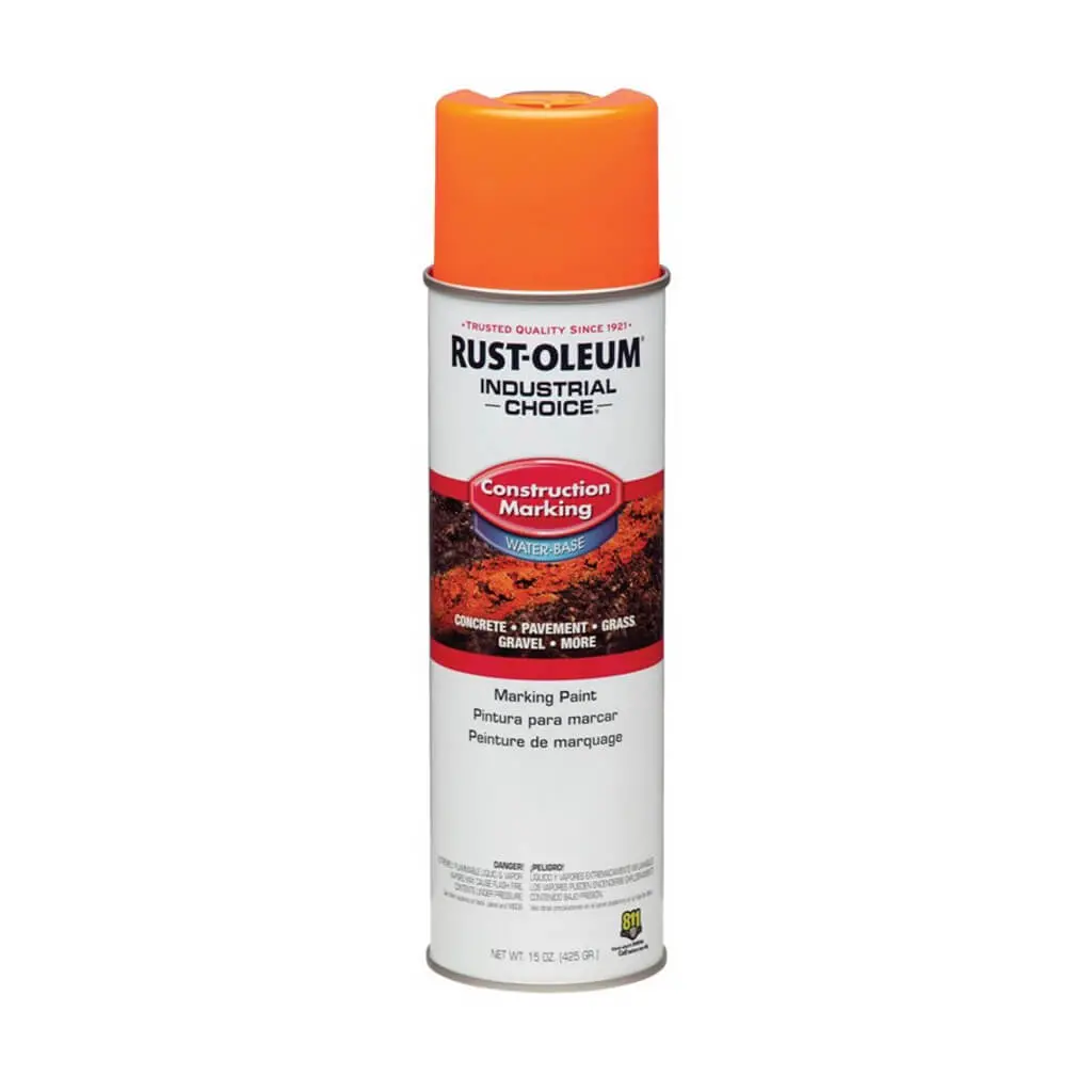 Rust-Oleum 264697 17 Oz. M1400 Fluorescent Orange Water-Based Upside-Down Construction Marking Spray Paint 1