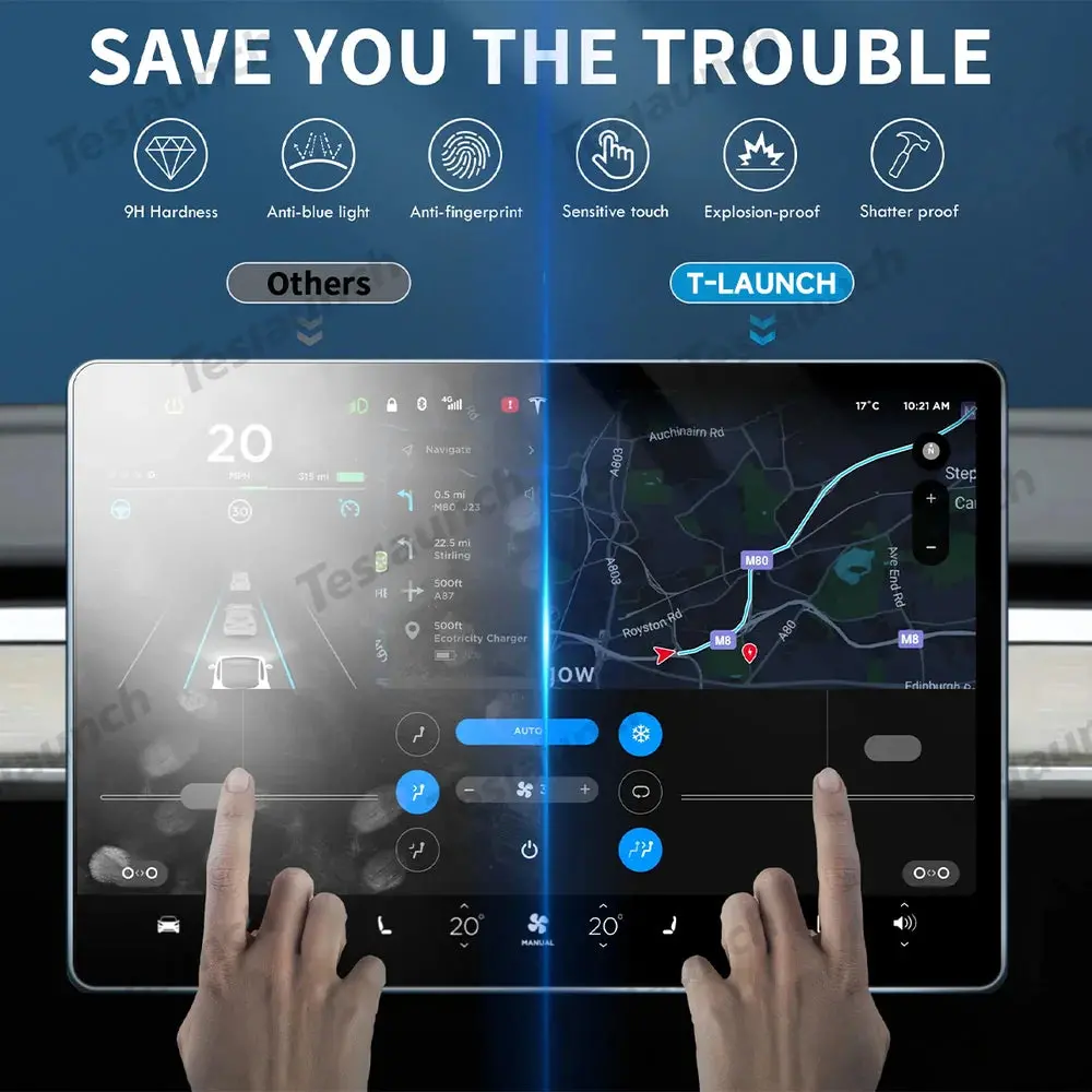 15.4" Front 9H Tempered Glass Screen Protector For Tesla Model 3 Highland Standard / Model Y Juniper Standard 2025+ 2
