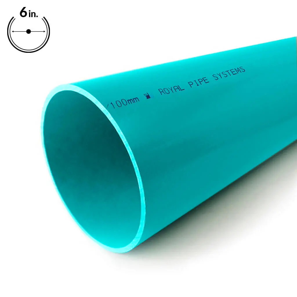 Royal Pipe 6 In. X 10 Ft. Csa Standard Green Pvc Solvent Weld Sewer Solid Pipe 1