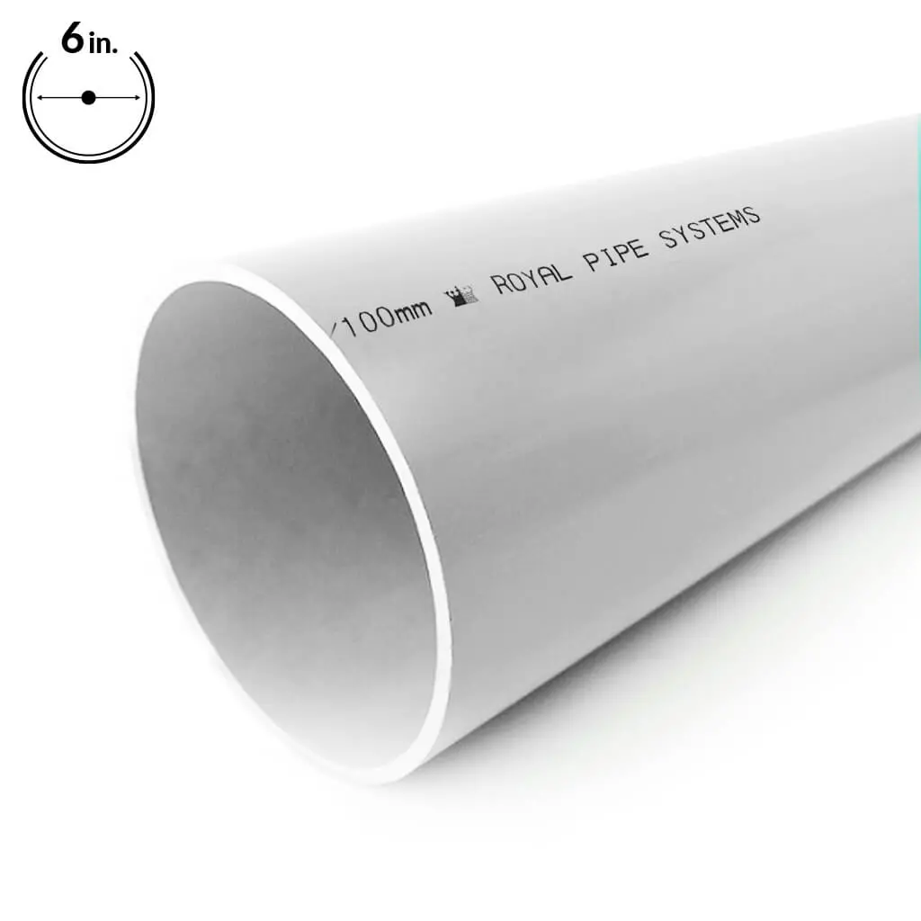 Royal Pipe 6 In. X 10 Ft. Csa Standard White Pvc Solvent Weld Sewer Solid Pipe 1