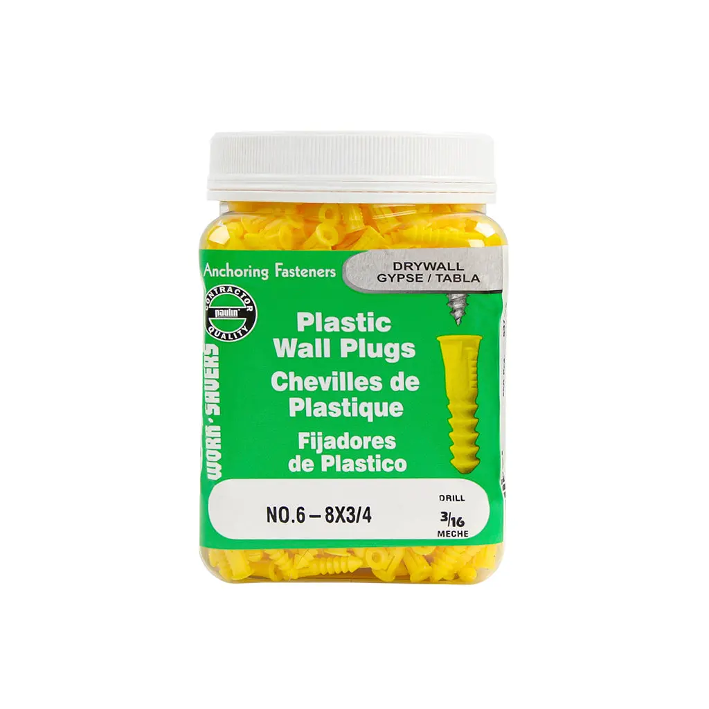 H Paulin #6-8 X 3/4 In. Plastic Wall Plugs Drywall Anchors (850-Jug) 1