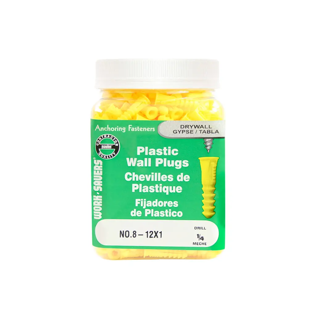 H Paulin #8-12 X 1 In. Plastic Wall Plugs Drywall Anchors (450-Jug) 1