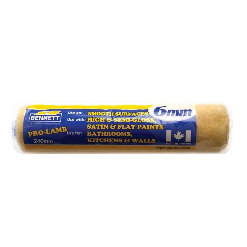 Bennett Pl609 9-1/2 In. X 6 Mm Pro-Lamb Smooth Surfaces Beige Paint Cage Roller Refill 1