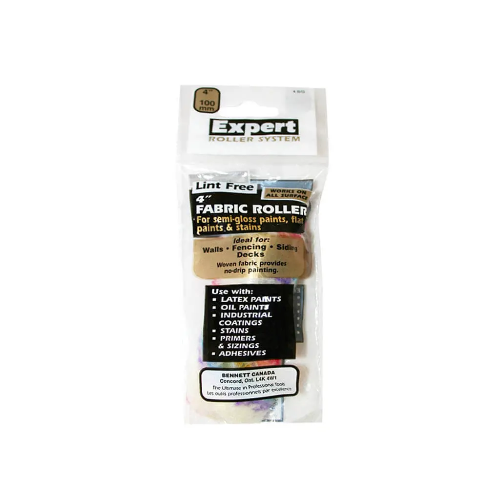 Bennett 4B/G 4 In. Micro All Surfaces White With Stripes Lint-Free Paint Roller Refill 1
