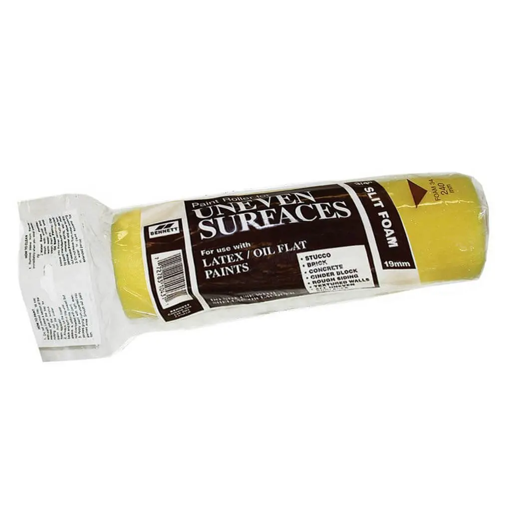Bennett Foam-34 9-1/2 In. X 3/4 In. Uneven Surfaces Yellow Slit Foam Paint Cage Roller Refill 1