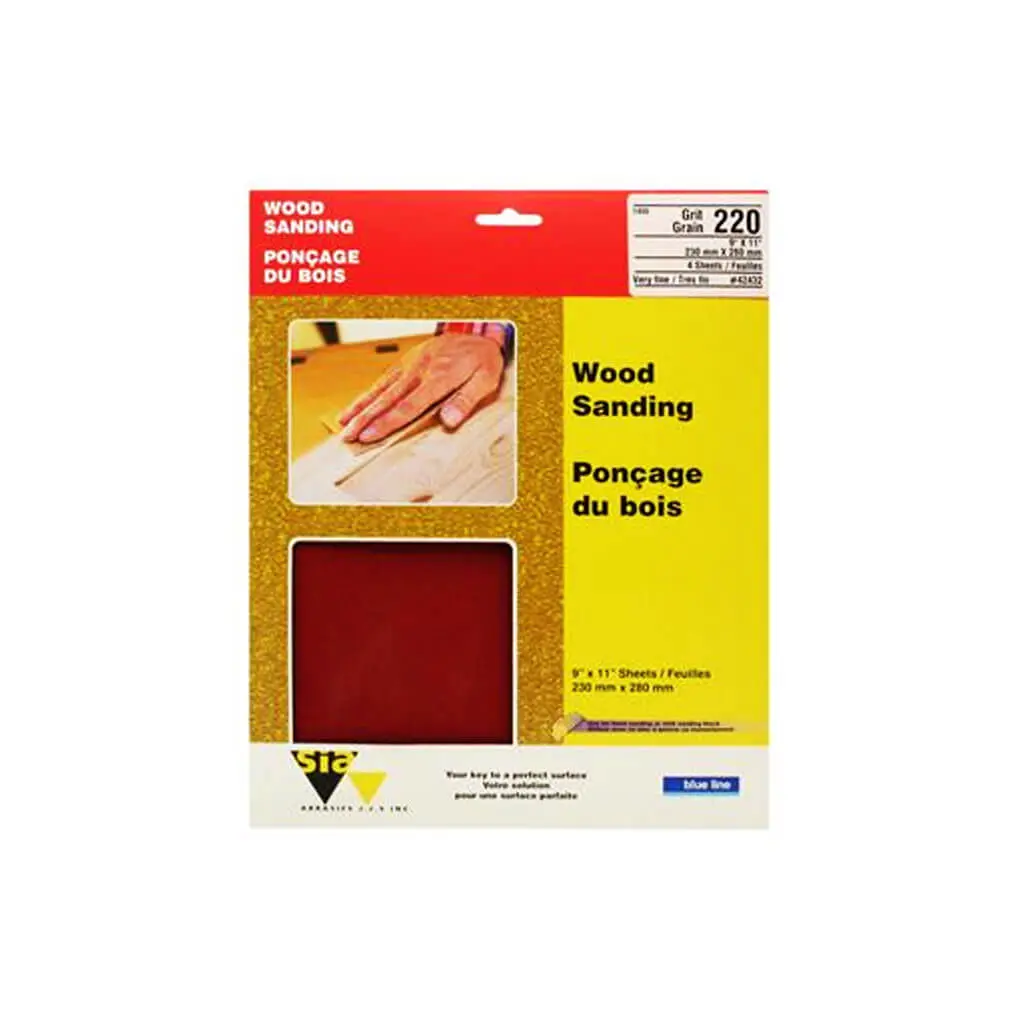 Sia 42432 Blue Line 9 In. X 11 In. 220-Grit Garnet Sandpaper Sheet (4-Sheet) 1