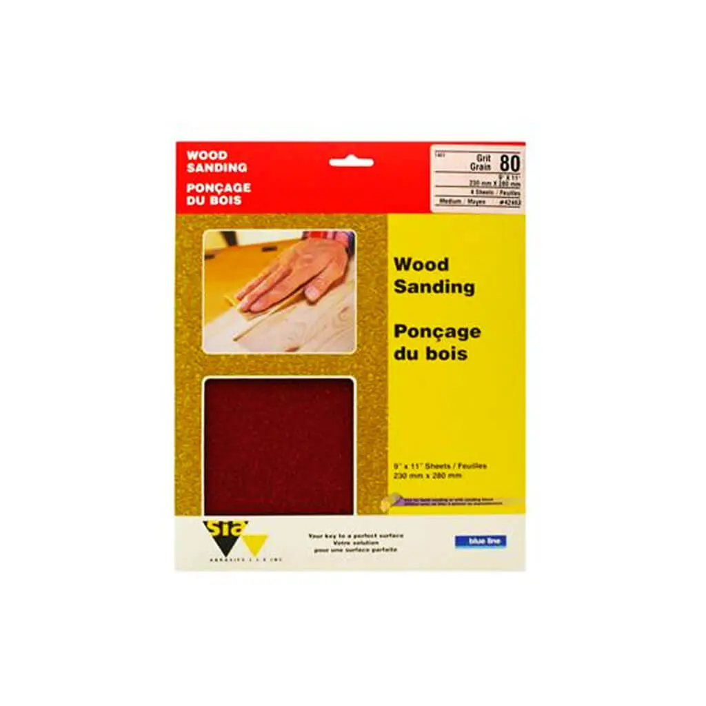 Sia 42463 Blue Line 9 In. X 11 In. 80-Grit Medium Garnet Sandpaper Sheet (4-Sheet) 1