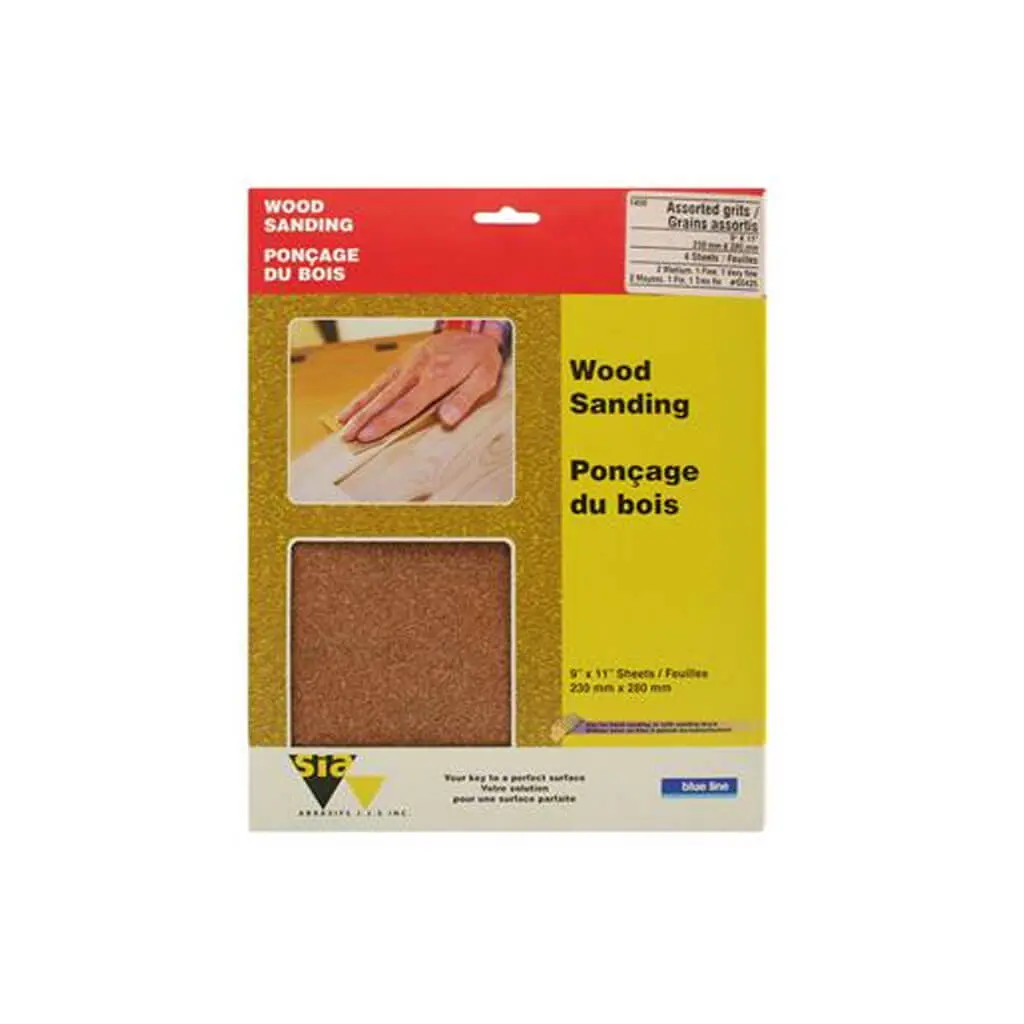 Sia 55425 Blue Line 9 In. X 11 In. Assorted Medium, Fine, Very Fine-Grit Sandpaper Sheet (4-Sheet) 1