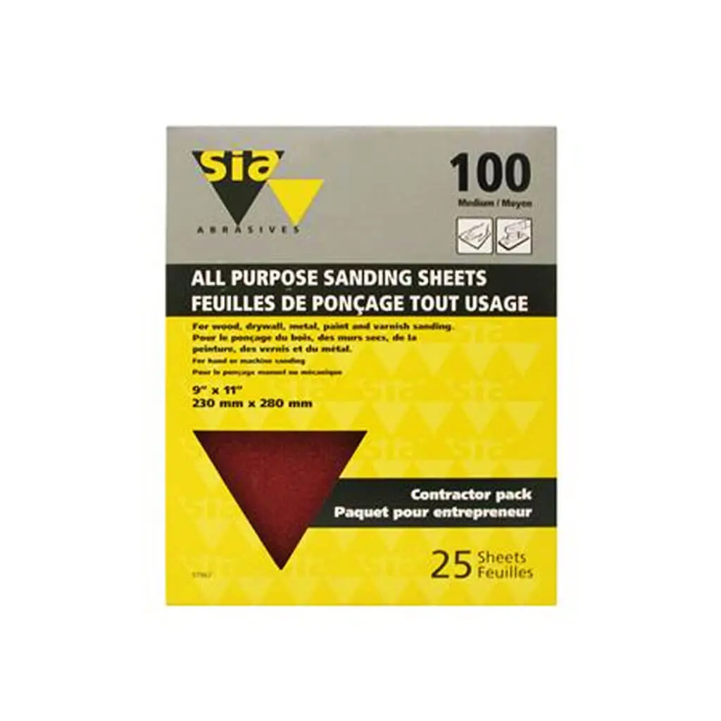 Sia 57467 9 In. X 11 In. 100-Grit Medium Sandpaper Sheet (25-Sheet) 1