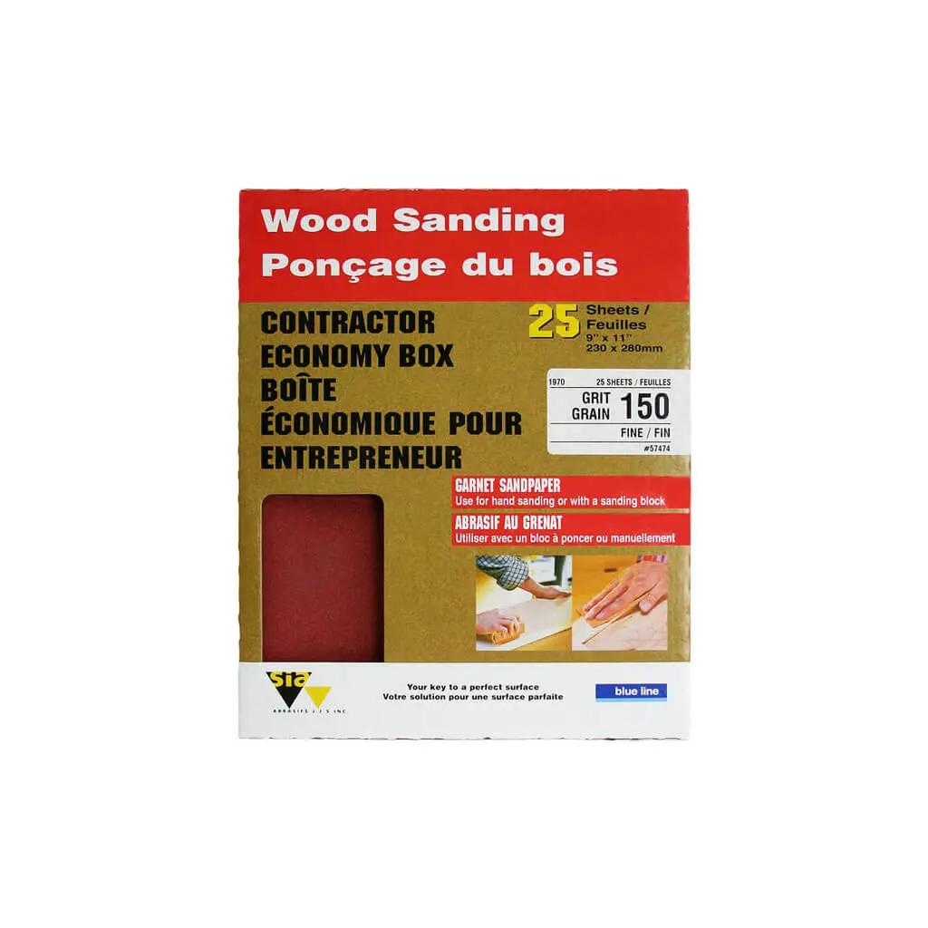 Sia 57474 Blue Line 9 In. X 11 In. 150-Grit Garnet Sandpaper Sheets (25-Pack) 1
