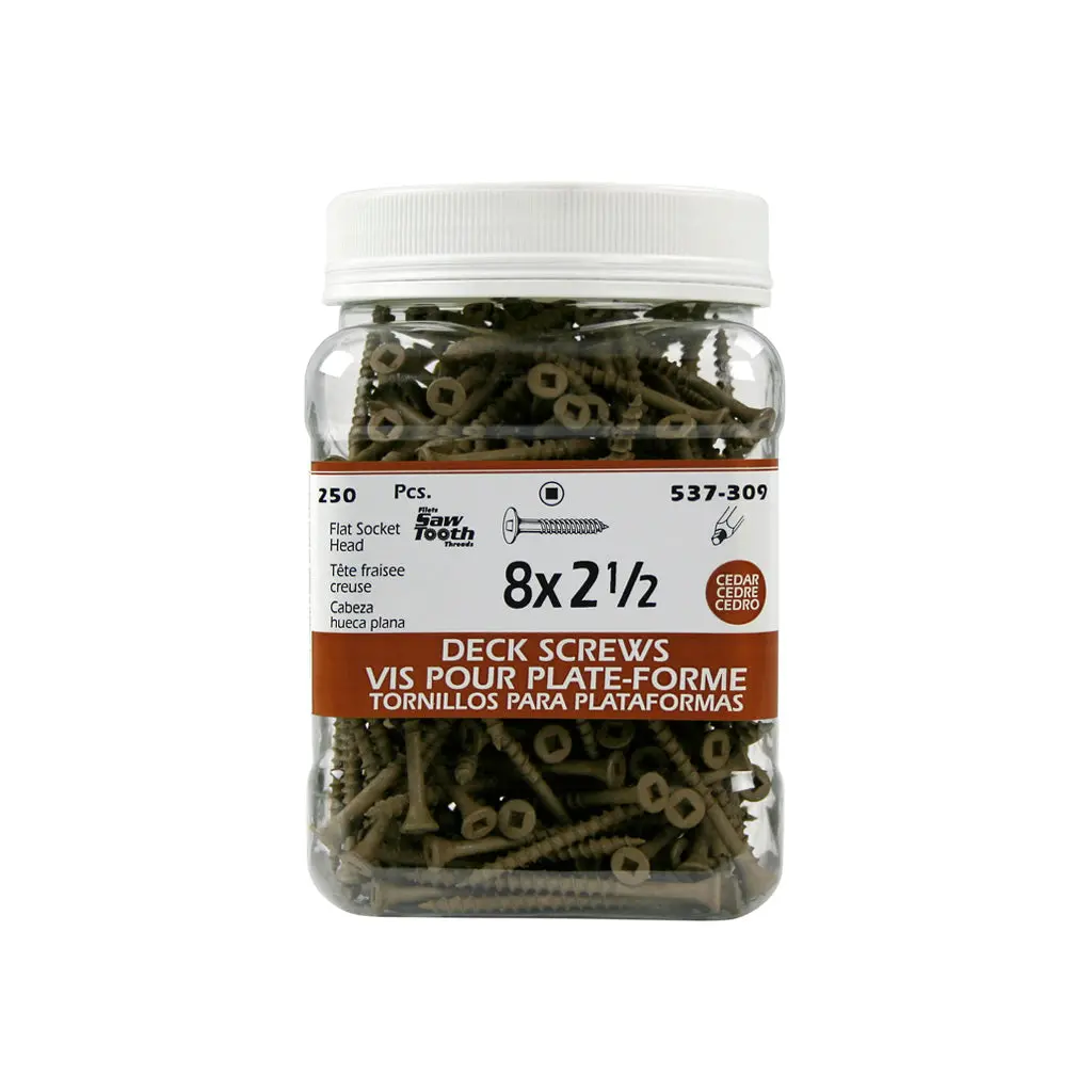 H Paulin #8 X 2-1/2 In. Low Root Brown Coated Flat Head Square Drive Cedar Decking Screws (250-Jug) 1