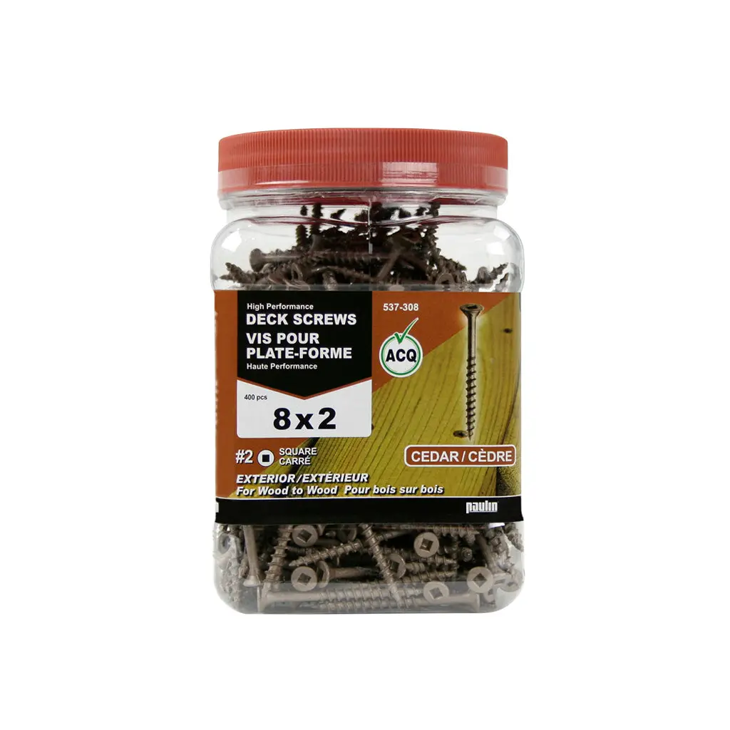H Paulin #8 X 2 In. Low Root Brown Coated Flat Head Square Drive Exterior Cedar Decking Screws (400-Jug) 1