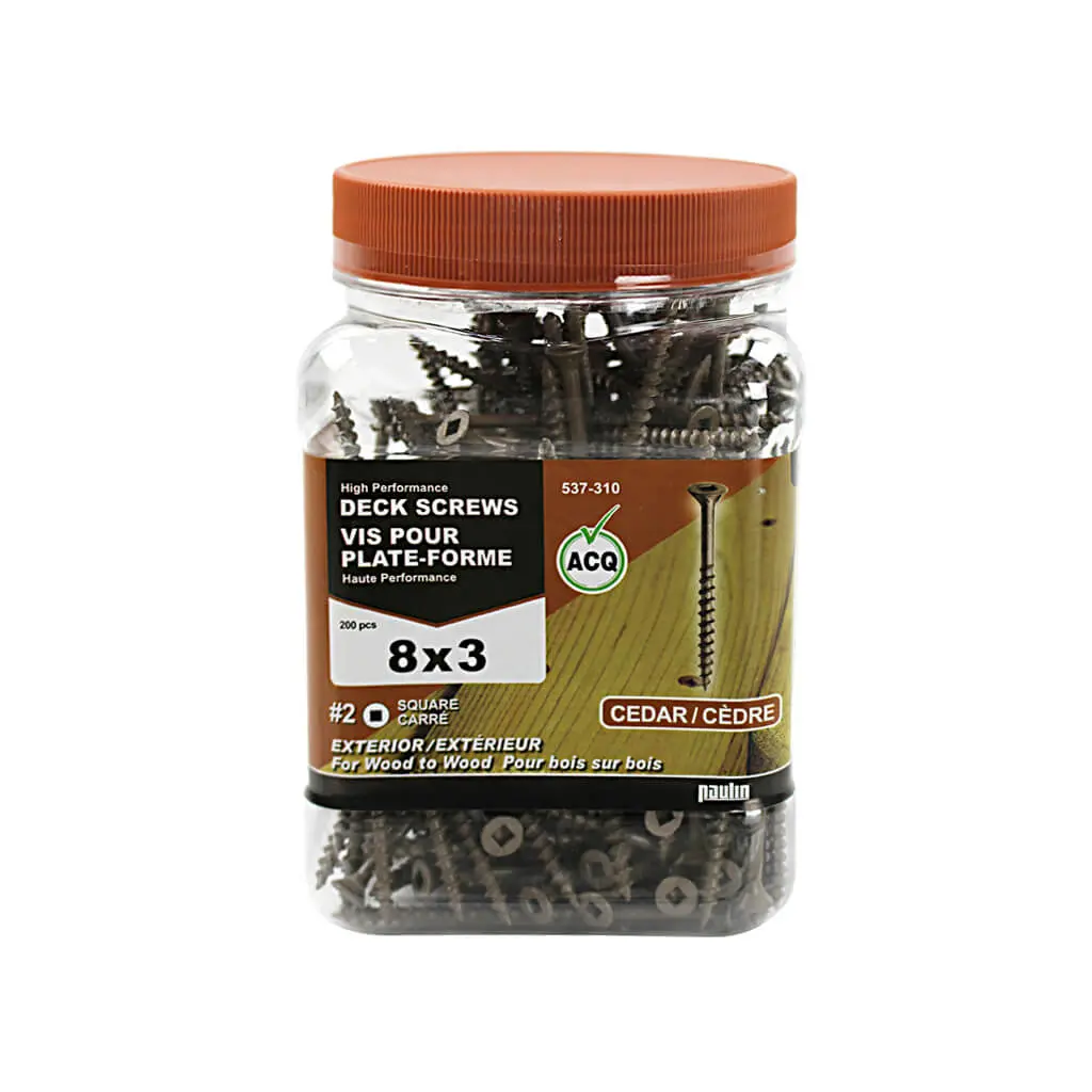 H Paulin #8 X 3 In. Low Root Brown Coated Flat Head Square Drive Pressure Treated Cedar Decking Screws (200-Jug) 1