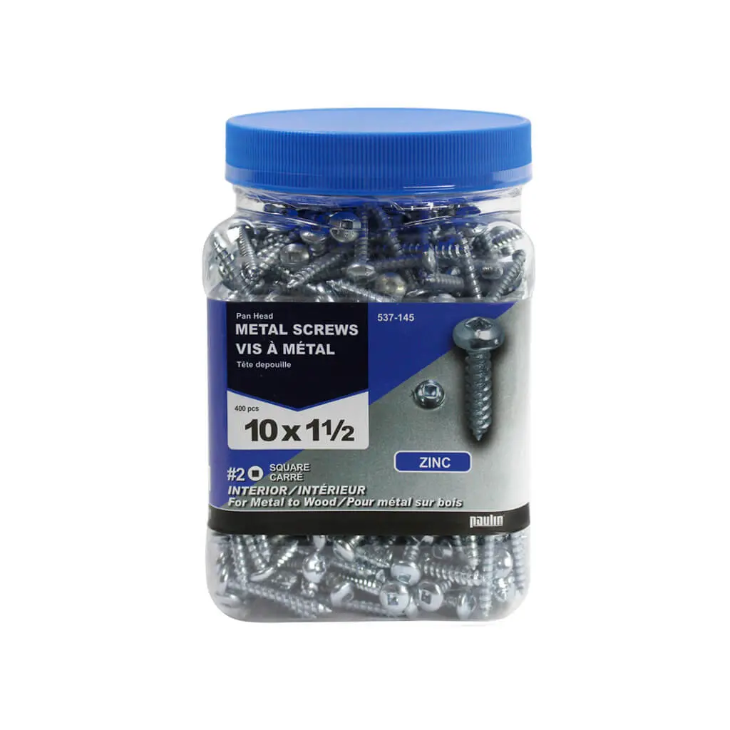H Paulin #10 X 1-1/2 In. Zinc Coated Pan Head Square Drive Interior Metal Screws (400-Jug) 1