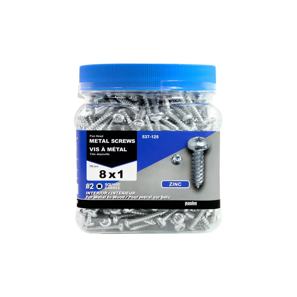 H Paulin #8 X 1 In. Zinc Coated Pan Head Square Drive Interior Metal Screws (700-Jug) 1