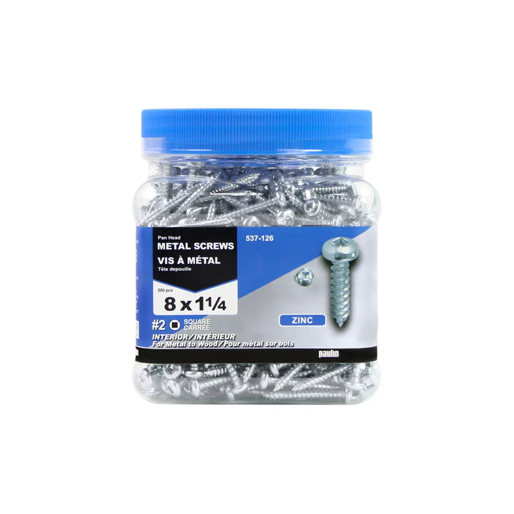 H Paulin #8 X 1-1/4 In. Zinc Coated Pan Head Square Drive Interior Metal Screws (500-Jug) 1