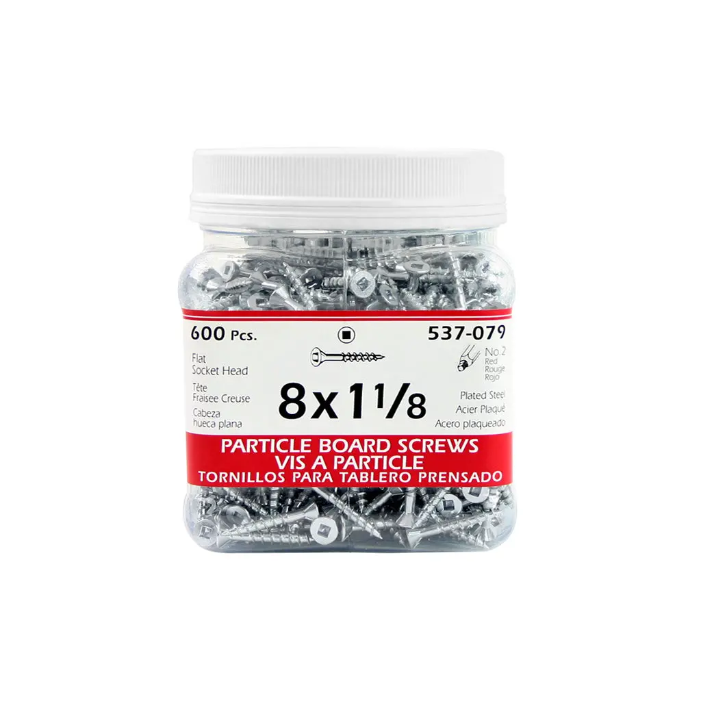 H Paulin #8 X 1-1/8 In. Zinc Coated Flat Head Square Drive Particle Board Screws (600-Jug) 1