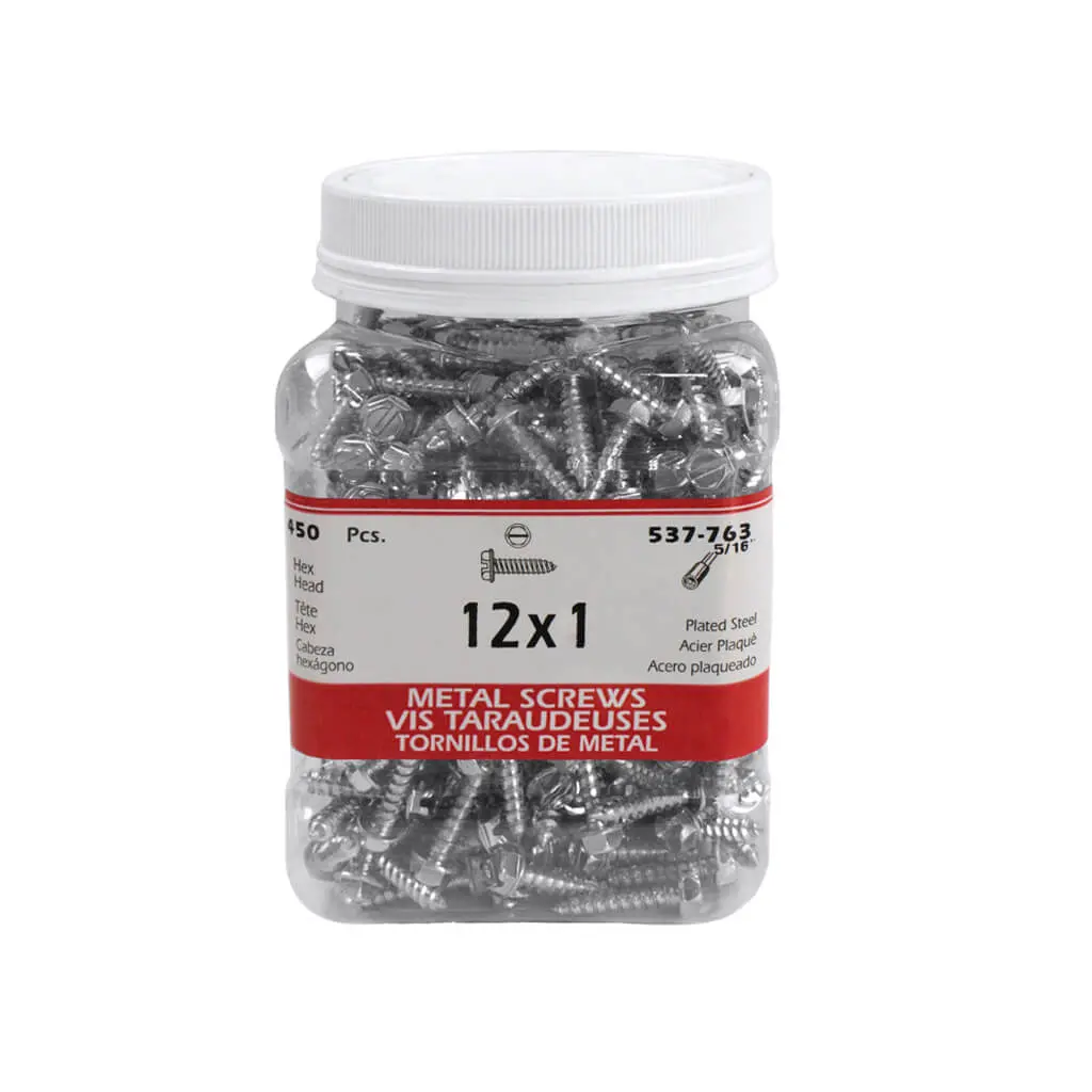 H Paulin #12 X 1 In. Zinc Coated Hex Head Interior Metal Screws (450-Jug) 1