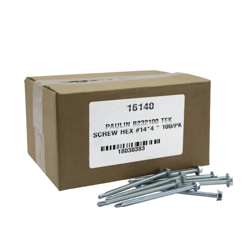 H Paulin #14 X 4 In. Zinc Plated Hex Washer Head Self-Drilling Tek Screws (100-Box) 1