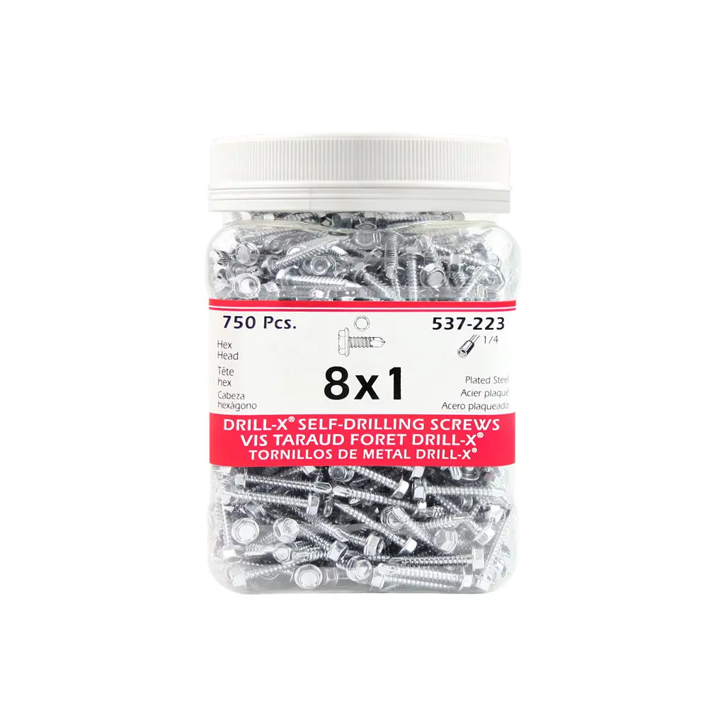 H Paulin #8 X 1 In. Zinc Coated Hex Head Self-Drilling Drill-X Metal Screws (750-Jug) 1