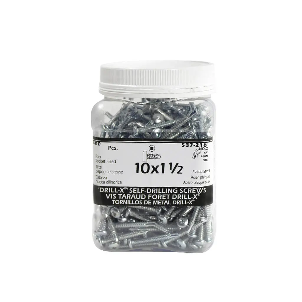 H Paulin #10 X 1-1/2 In. Zinc Coated Pan Head Square Drive Self-Drilling Drill-X Metal Screws (400-Jug) 1