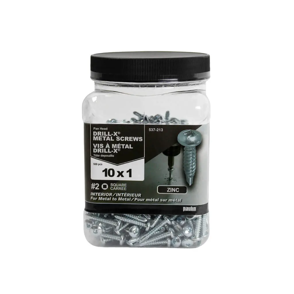 H Paulin #10 X 1 In. Zinc Coated Pan Head Square Drive Self-Drilling Drill-X Interior Metal Screws (500-Jug) 1