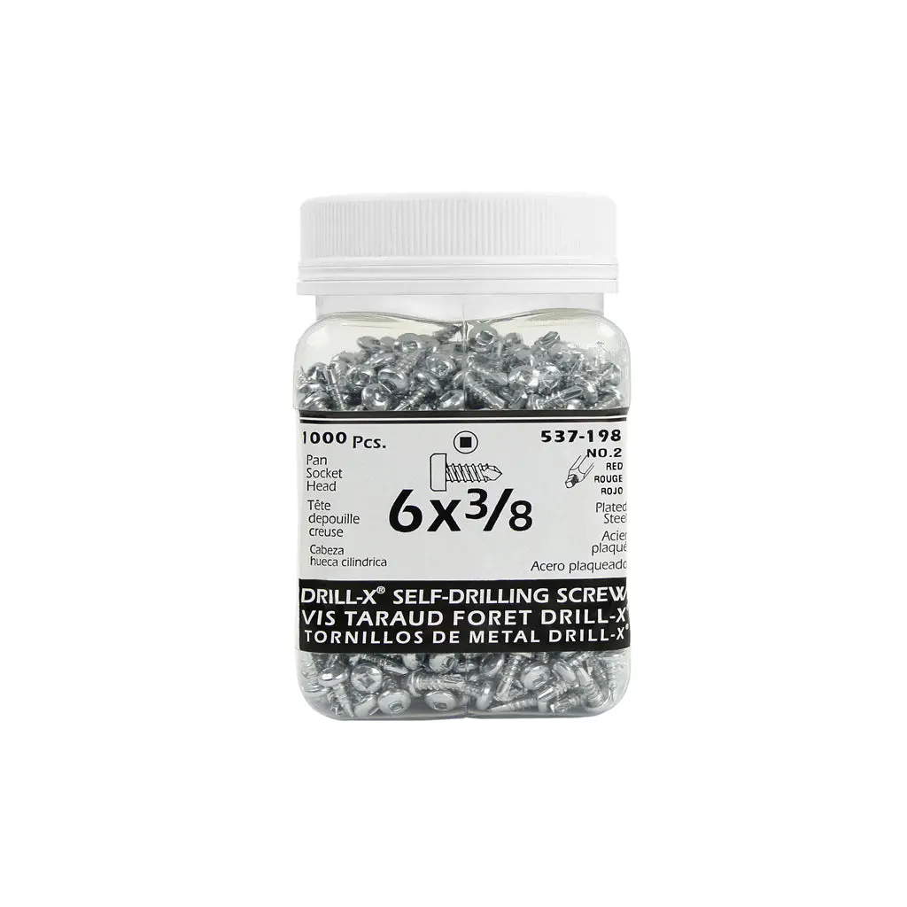 H Paulin #6 X 3/8 In. Zinc Coated Pan Head Square Drive Self-Drilling Drill-X Metal Screws (1,000-Jug) 1