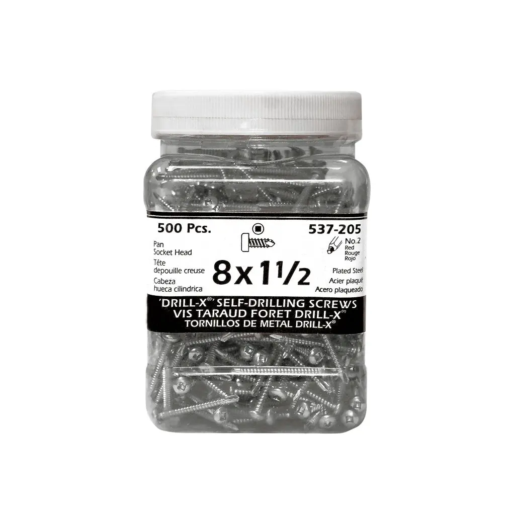 H Paulin #8 X 1-1/2 In. Zinc Coated Pan Head Square Drive Self-Drilling Drill-X Metal Screws (500-Jug) 1