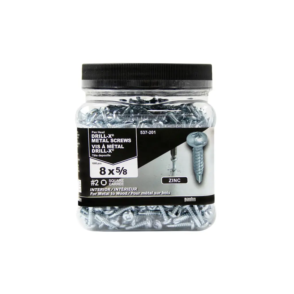 H Paulin #8 X 5/8 In. Zinc Coated Pan Head Square Drive Self-Drilling Drill-X Interior Metal Screws (1,000-Jug) 1
