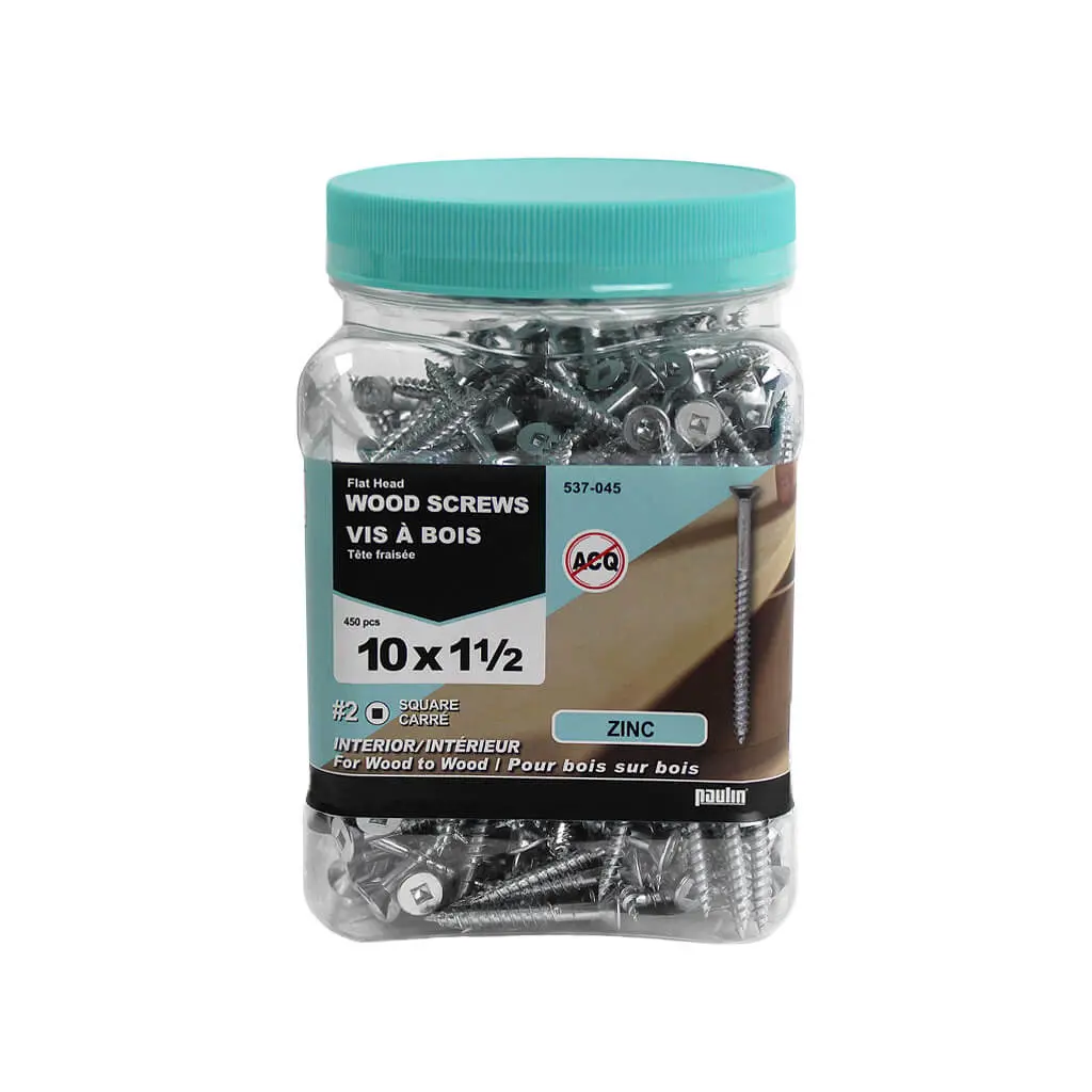 H Paulin #10 X 1-1/2 In. Zinc Coated Flat Head Square Drive Interior Wood Screws (450-Jug) 1