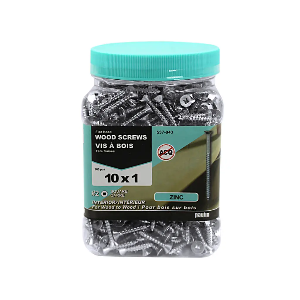 H Paulin #10 X 1 In. Zinc Coated Flat Head Square Drive Interior Wood Screws (900-Jug) 1