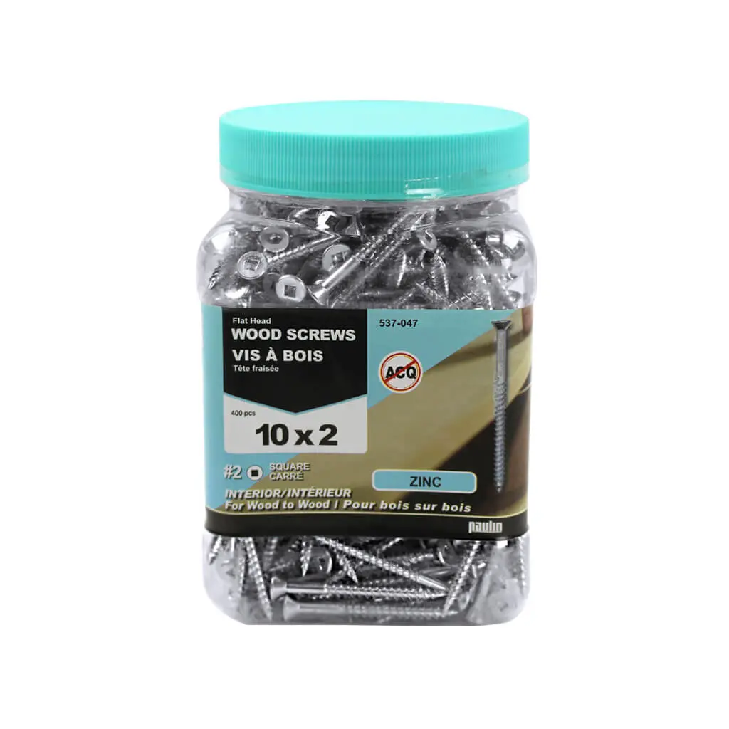 H Paulin #10 X 2 In. Zinc Coated Flat Head Square Drive Interior Wood Screws (400-Jug) 1