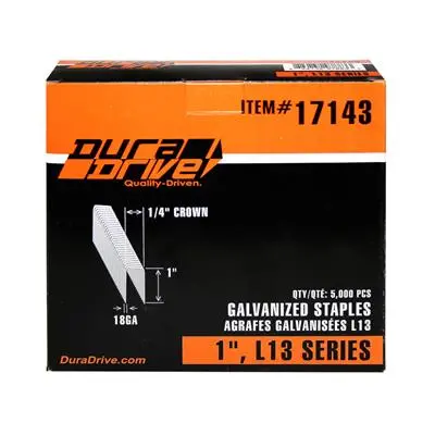 Duradrive 1 In. X 1/4 In. Crown 18-Gauge L13 Series Galvanized Steel Coated Staples (5,000-Pack) 1