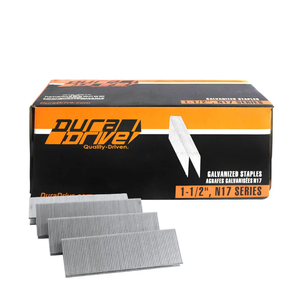 Duradrive 1-1/2 In. X 7/16 In. Crown 16-Gauge N17 Series Yellow Varnish Galvanized Staples (10,000-Pack) 1