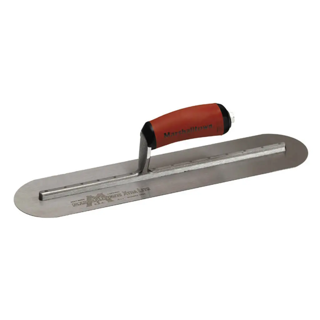Marshalltown 13521 14 In. X 4 In. Curved Carbon Steel Fully Round Finishing Trowel 1