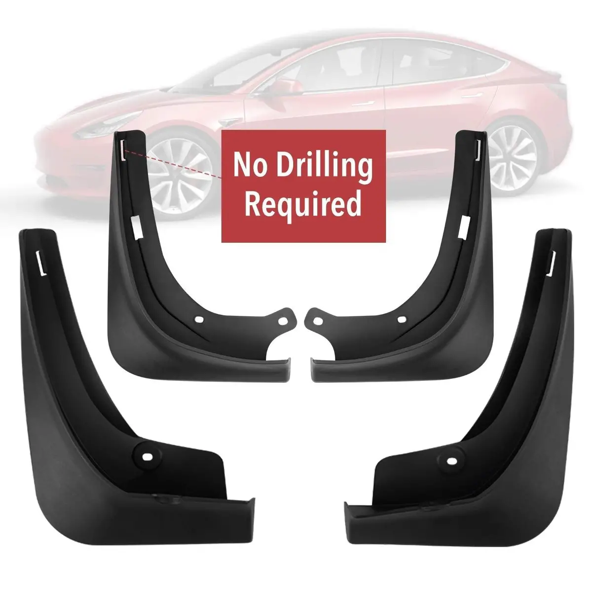 Mud Flaps Splash Guards For Tesla Model 3 Front Rear Mudguard Kit Molded Full Protection Auto Accessories (4 Pcs) (2017-2023) 1