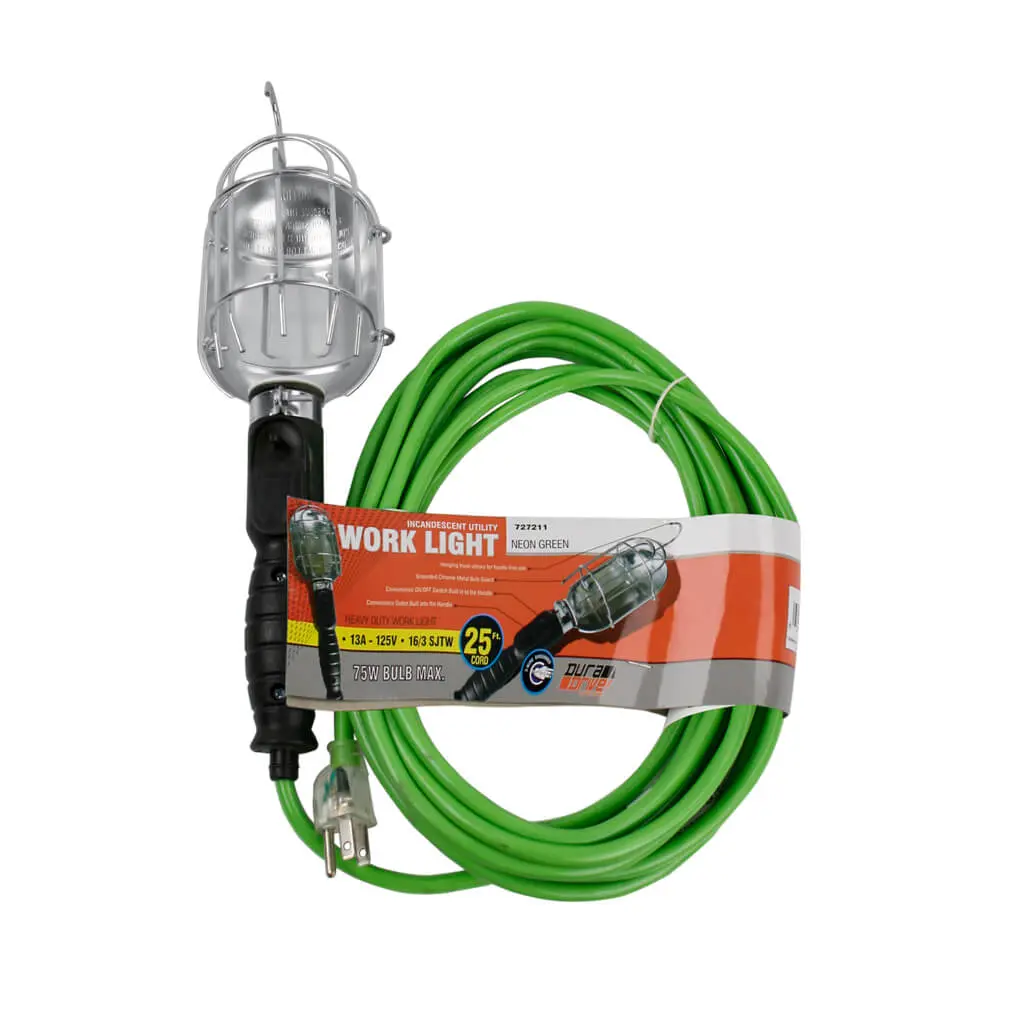 Duradrive 25 Ft. 16/3 Sjtw Heavy-Duty Incandescent Utility Work Light 1