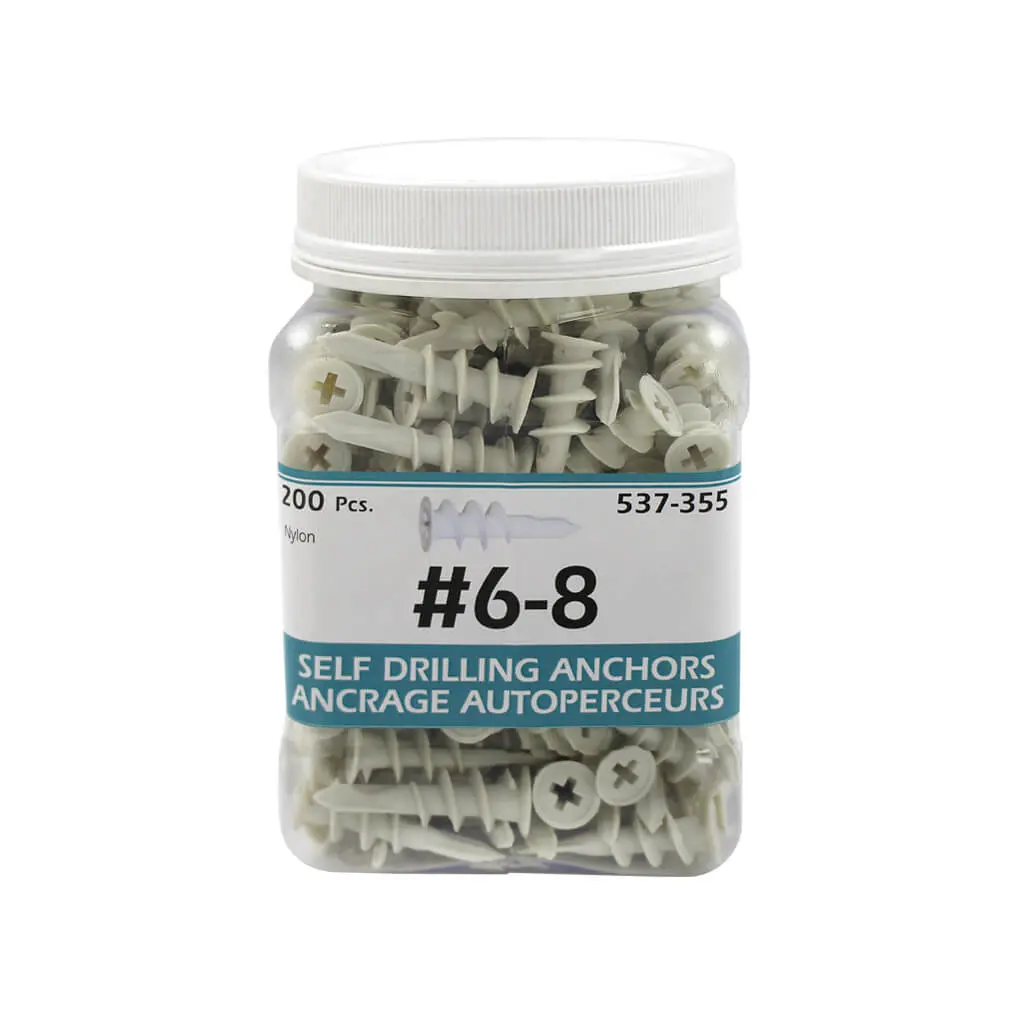 H Paulin #6-8 Nylon Self-Drilling Drywall Anchors (200-Jug) 1