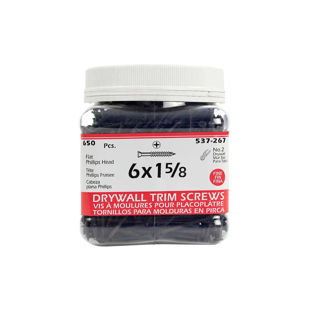 H Paulin #6 X 1-5/8 In. Black Phosphate Coated Flat Head Phillips Drive Fine Thread Drywall Trim Screws (650-Jug) 1
