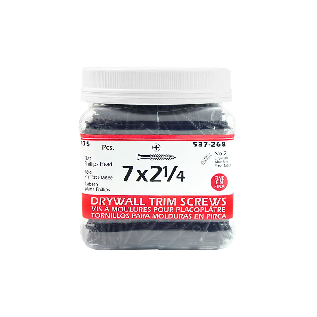 H Paulin #7 X 2-1/4 In. Black Phosphate Coated Flat Head Phillips Drive Fine Thread Drywall Trim Screws (375-Jug) 1