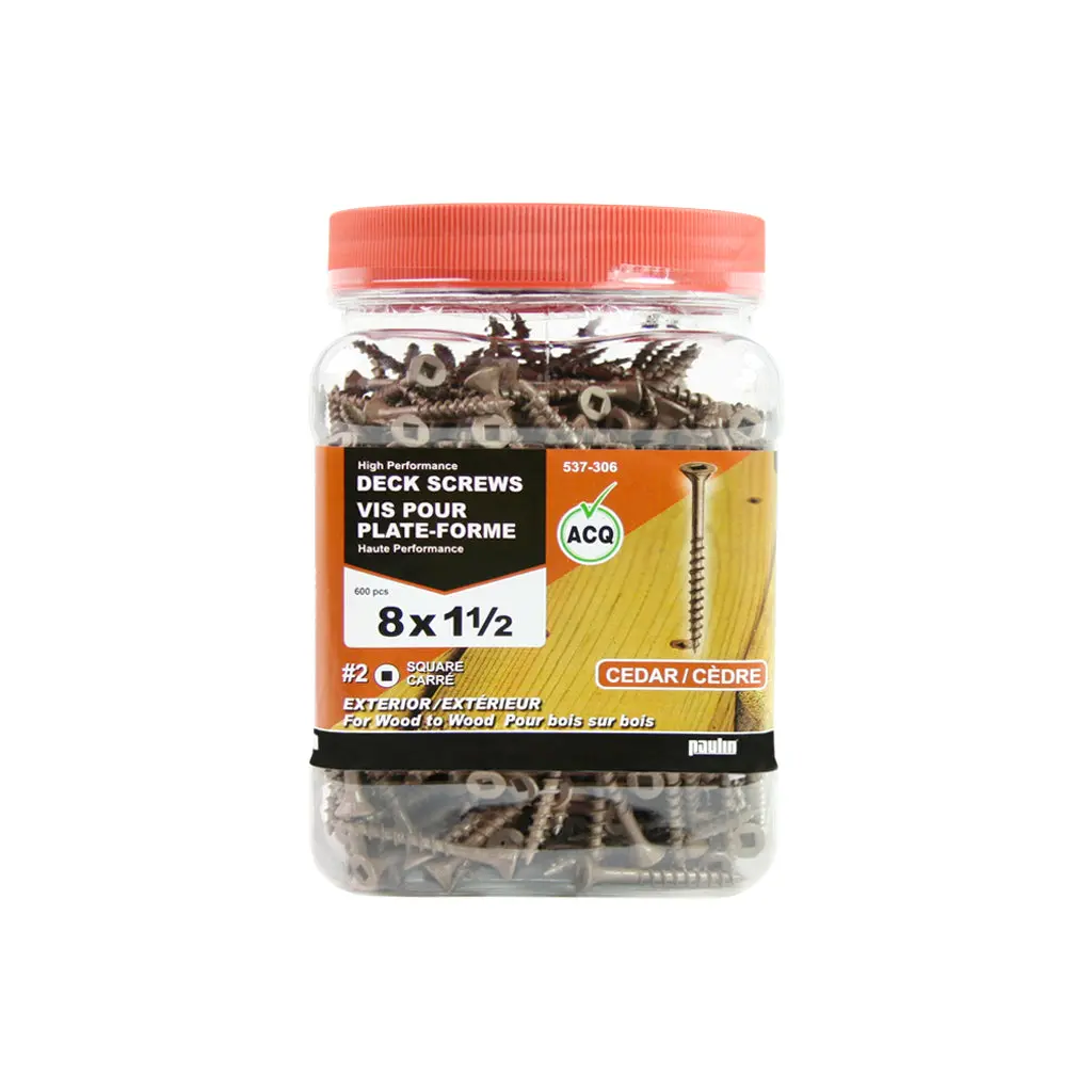 H Paulin #8 X 1-1/2 In. Low Root Brown Coated Flat Head Square Drive Cedar Decking Screws (600-Jug) 1