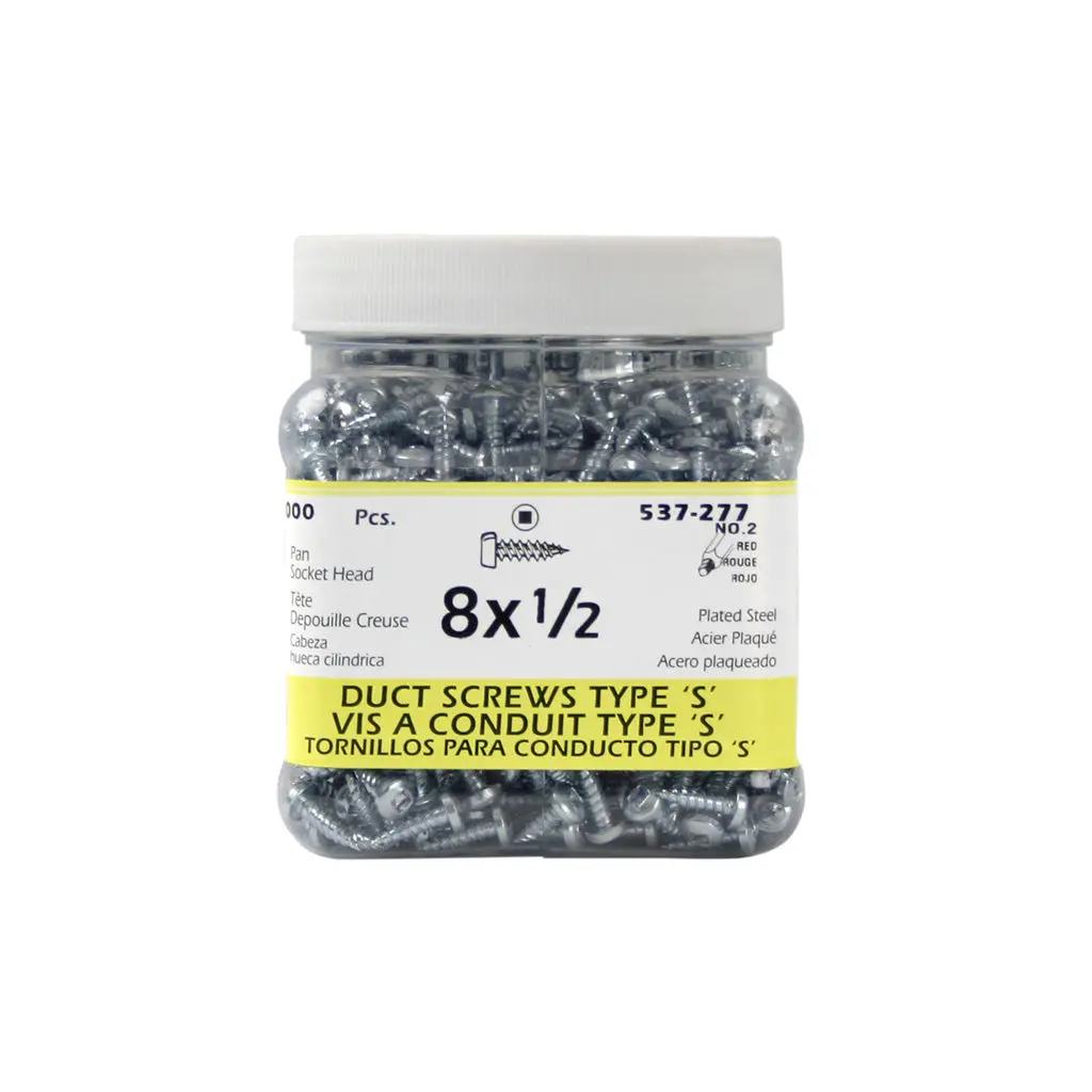 H Paulin #8 X 1/2 In. Zinc Coated Pan Head Square Drive Type S Duct Screws (1,000-Jug) 1