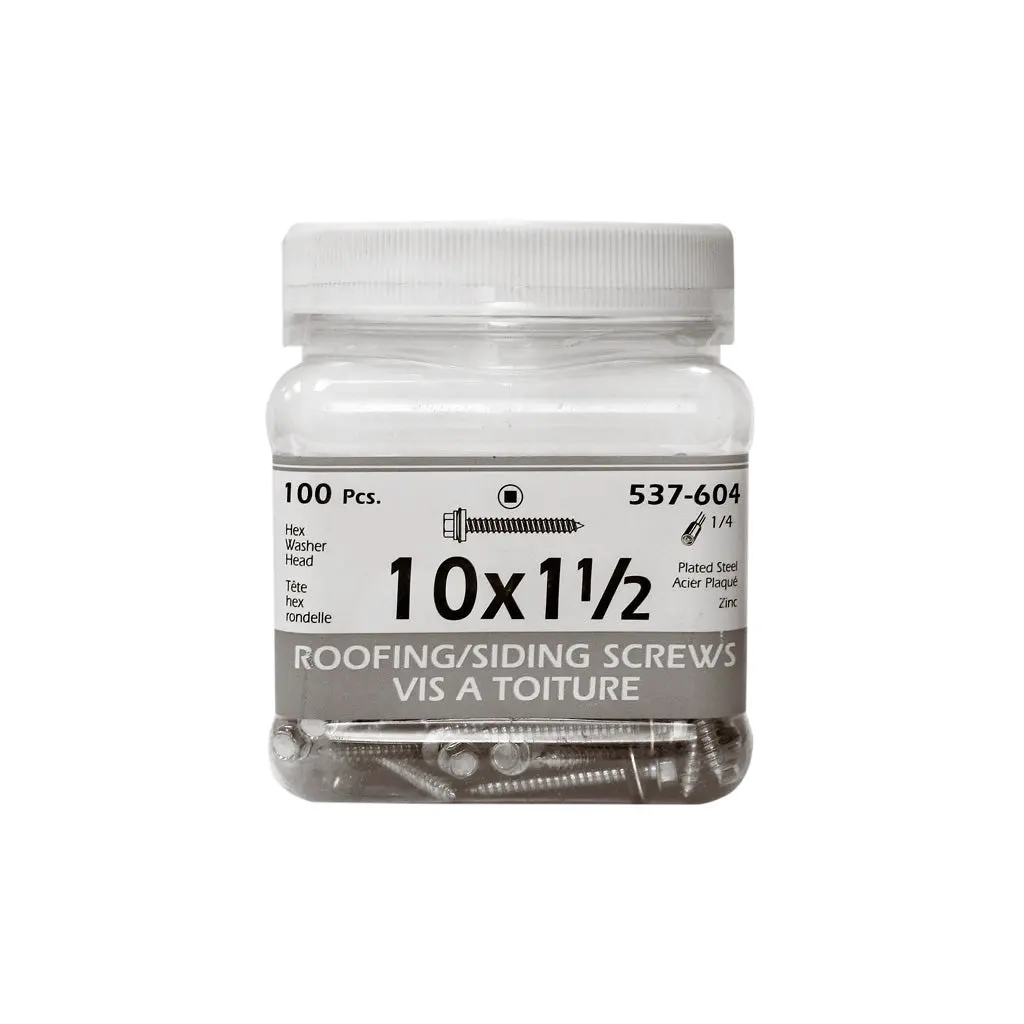 H Paulin #10 X 1-1/2 In. Zinc Coated Hex Head Roofing And Siding Screws (100-Jug) 1