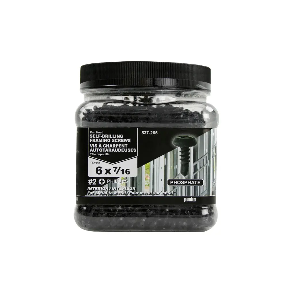 H Paulin #6 X 7/16 In. Black Phosphate Coated Pan Head Phillips Drive Self-Drilling Interior Framing Screws (1,200-Jug) 1