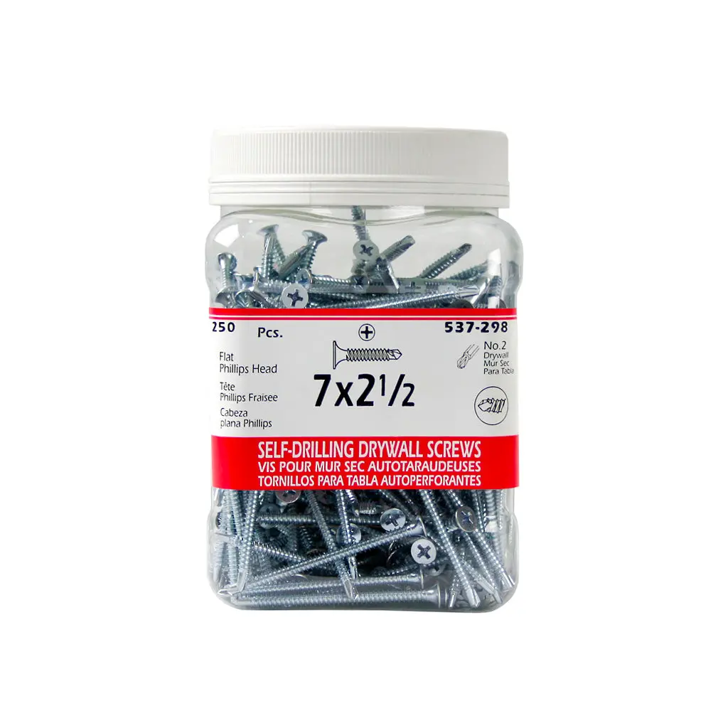 H Paulin #7 X 2-1/2 In. Zinc Coated Flat Head Phillips Drive Self-Drilling Drywall Screws (250-Jug) 1