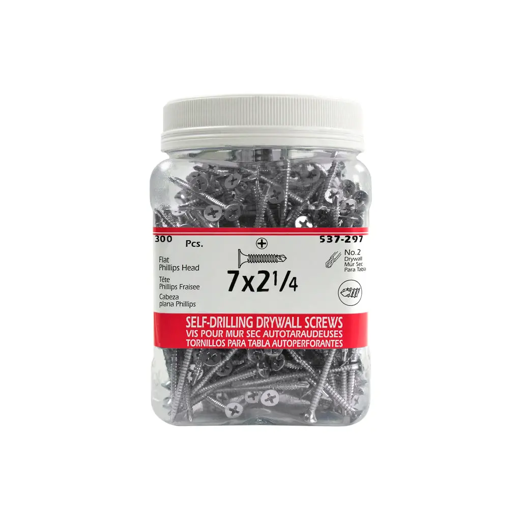 H Paulin #7 X 2-1/4 In. Zinc Coated Flat Head Phillips Drive Self-Drilling Drywall Screws (300-Jug) 1