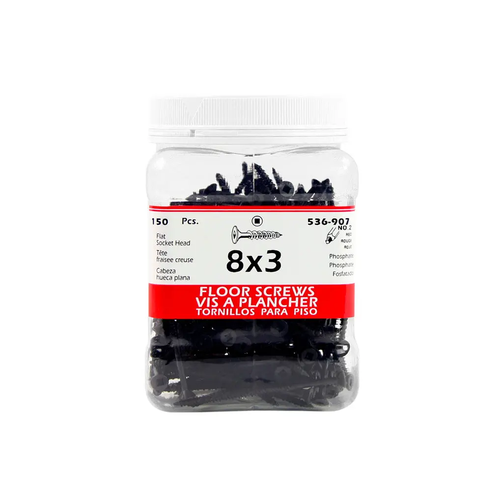 H Paulin #8 X 3 In. Black Phosphate Coated Flat Head Square Drive Flooring Screws (150-Jug) 1