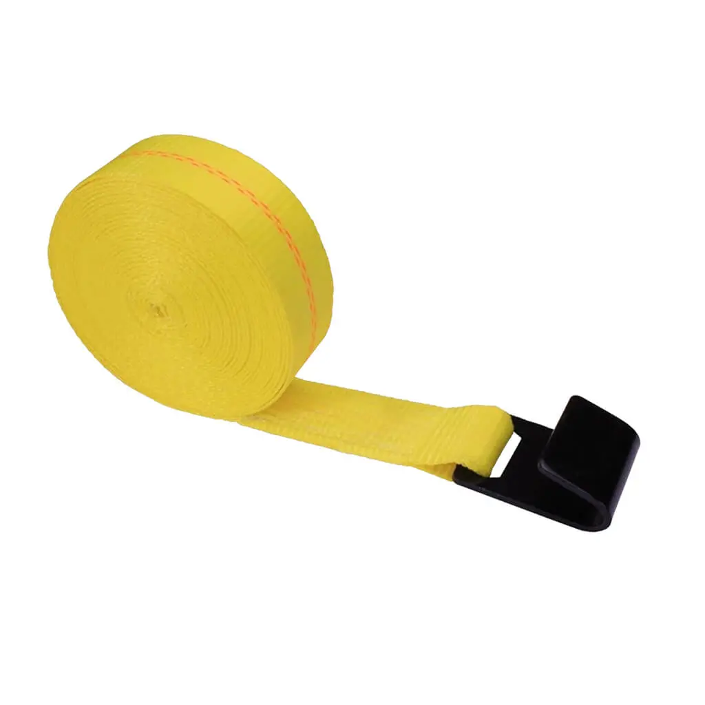 Ben-Mor 220F 2 In. X 20 Ft. Yellow Winch Tie Down Strap With Flat Hook 1