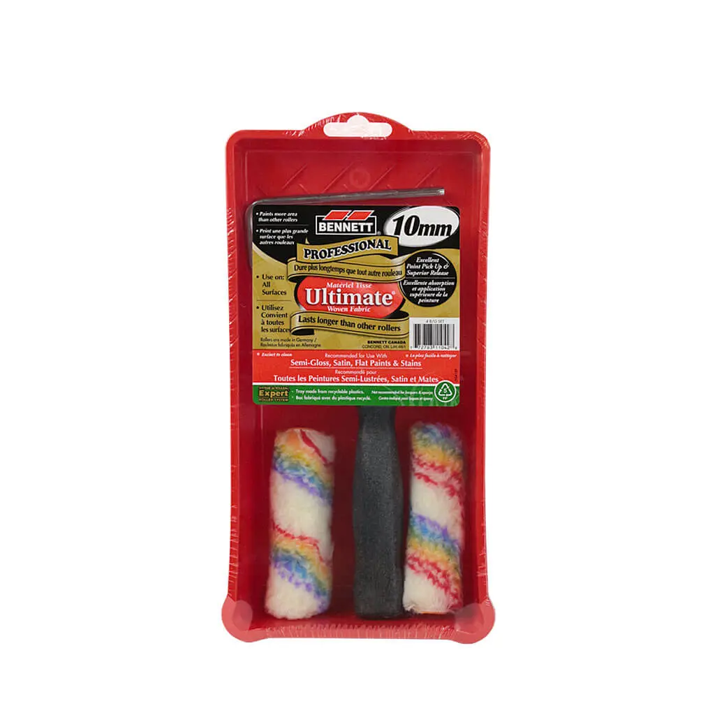 Bennett 4B/Gset 4 In. Micro Paint Roller Frame Set With Tray, Paint Frame And Paint Rollers (4-Pieces) 1